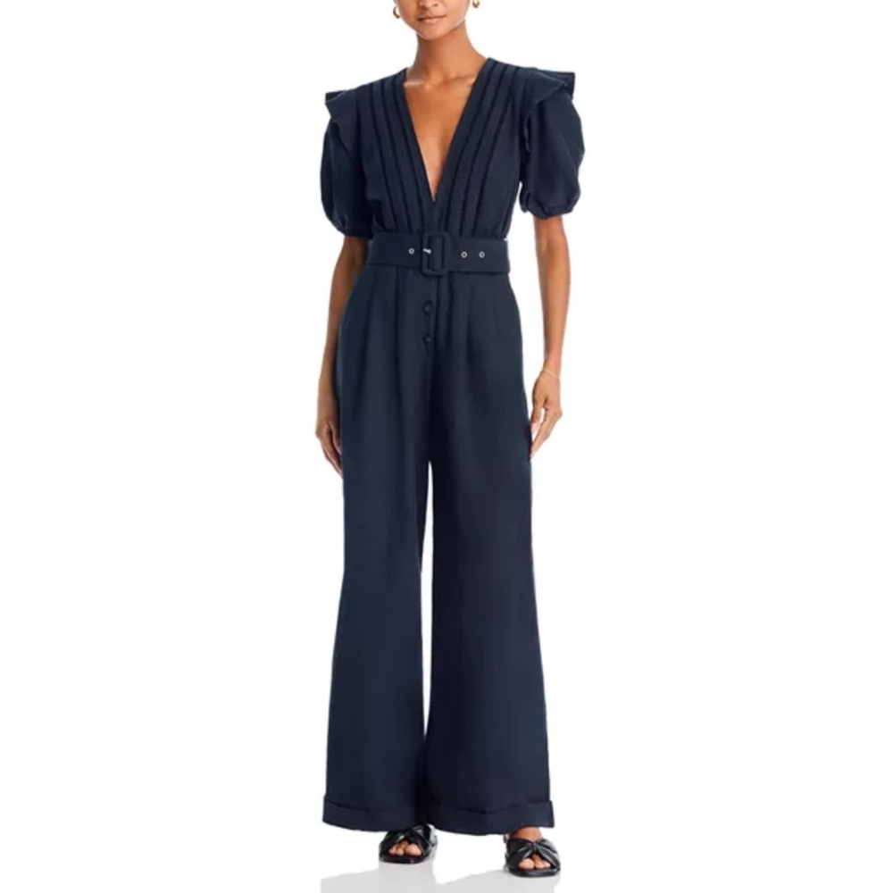 FARM Rio Belted Short Sleeve Jumpsuit